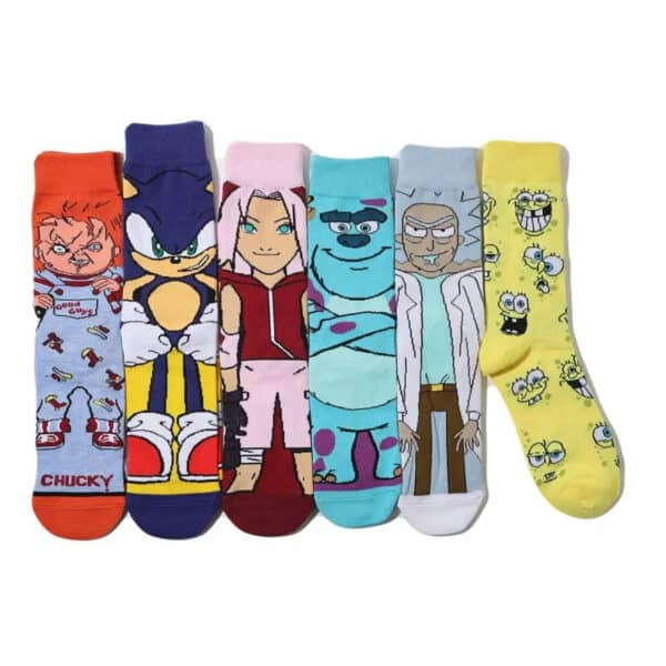 Men'S Socks Cotton Cartoon Monster College Socks Anime Personality Trend Tube Socks Comic Stockings Women'S Socks-5Prs - Image 2