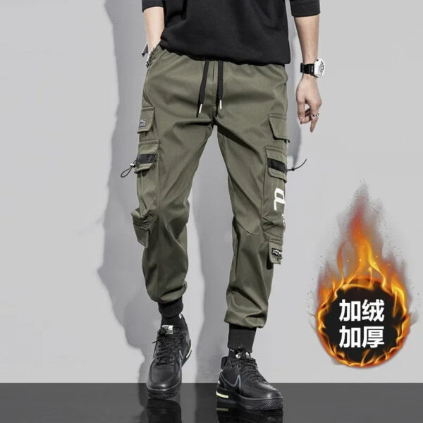 Men'S Spring And Autumn Fleece Tooling Pants: Functional Multi-Pocket Cargo Pants - Image 2