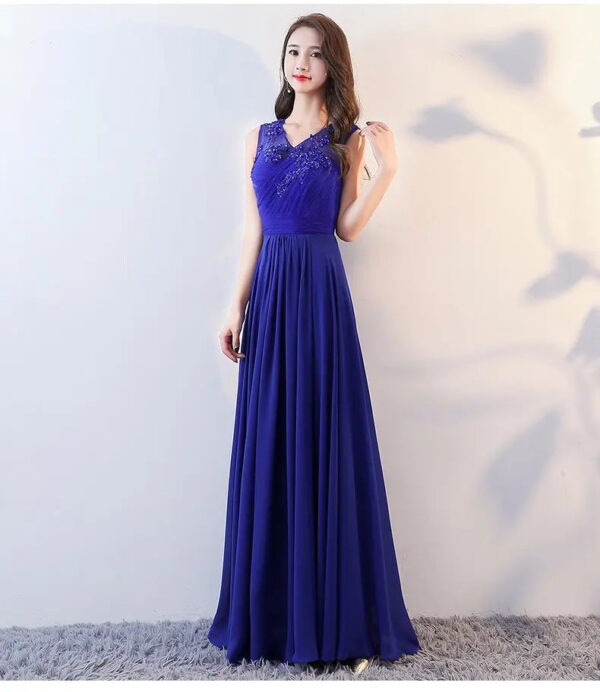 Evening Dress Women'S New Long Temperament Banquet Slim And Elegant Annual Meeting Host Royal Blue Dress Summer - Image 6