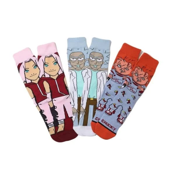Men'S Socks Cotton Cartoon Monster College Socks Anime Personality Trend Tube Socks Comic Stockings Women'S Socks-5Prs - Image 5