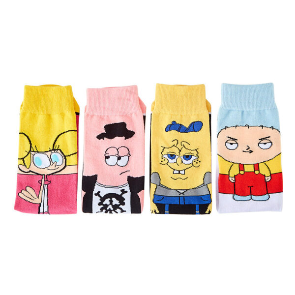 Men'S Cotton Cartoon Animation Cotton Wholesale Sports And Leisure Straight Medium Tube Tide Socks-5Prs - Image 4