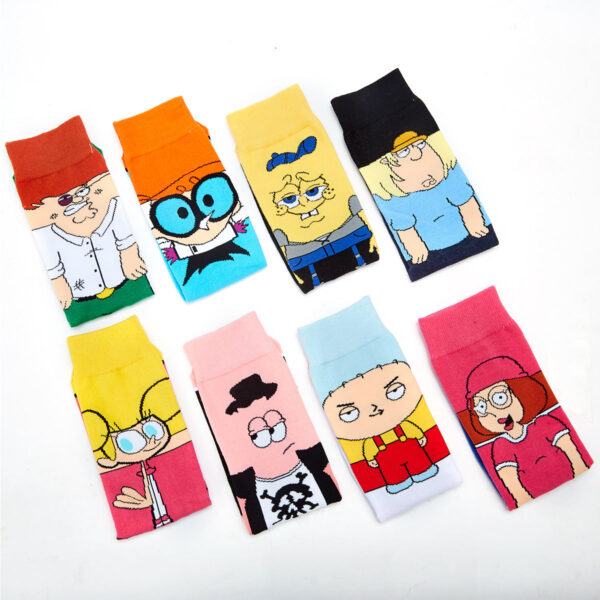 Men'S Cotton Cartoon Animation Cotton Wholesale Sports And Leisure Straight Medium Tube Tide Socks-5Prs - Image 2
