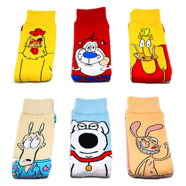 Male Cotton Female Animation Socks Cartoon Tide Socks Medium Tube Adult Spongebob Squarepants Socks-5Prs