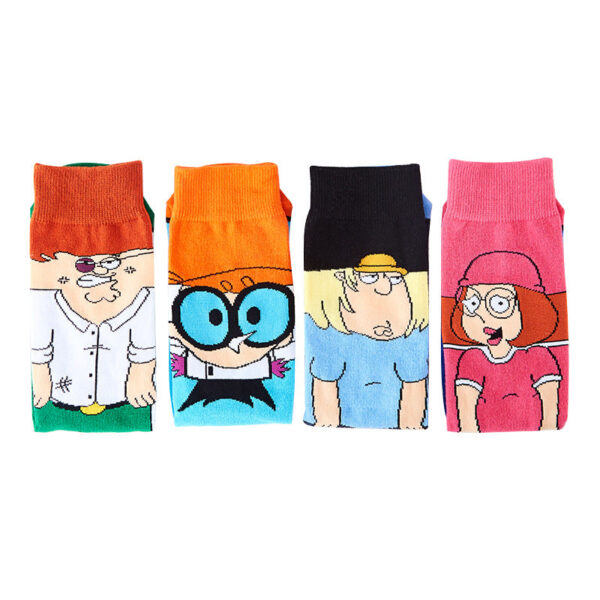 Men'S Cotton Cartoon Animation Cotton Wholesale Sports And Leisure Straight Medium Tube Tide Socks-5Prs - Image 3