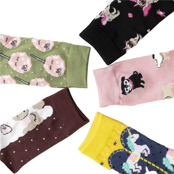 Women'S Socks Hip-Hop Trend Women'S Mid-Tube Cotton Socks Cartoon Personalized Socks Cute Man-5Prs - Image 4
