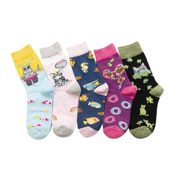 Men'S Four Seasons Women'S Socks Cotton Personality Trend Stockings Cute Women'S Tide Socks-5Prs - Image 2