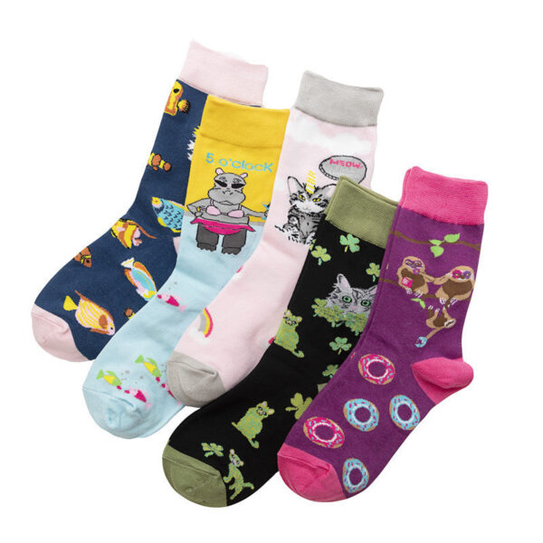 Men'S Four Seasons Women'S Socks Cotton Personality Trend Stockings Cute Women'S Tide Socks-5Prs - Image 3