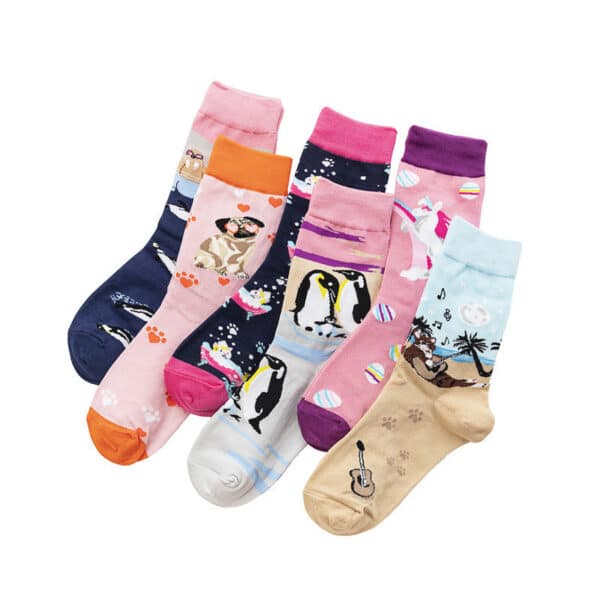 Women'S Cotton Sock Women'S Men'S Cute Pattern Socks Women'S Cartoon Trend Socks-5Prs - Image 2