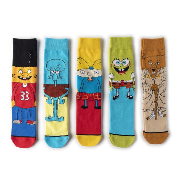 Male Cotton Animation Men'S Women'S Cartoon Socks Men'S Socks Medium Stockings Combed Cotton Socks-5Prs - Image 2