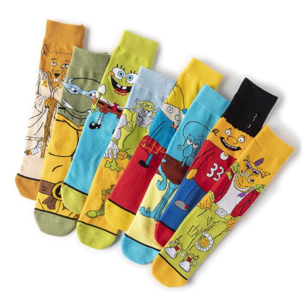 Male Cotton Animation Men'S Women'S Cartoon Socks Men'S Socks Medium Stockings Combed Cotton Socks-5Prs - Image 3