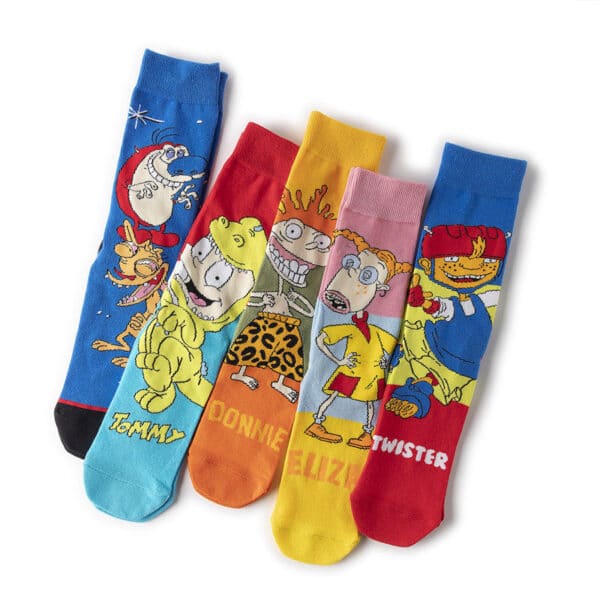 Medium Tube Personalized Animation Cartoon Comic Socks Male And Female Skateboard Cotton Socks-5Prs - Image 4