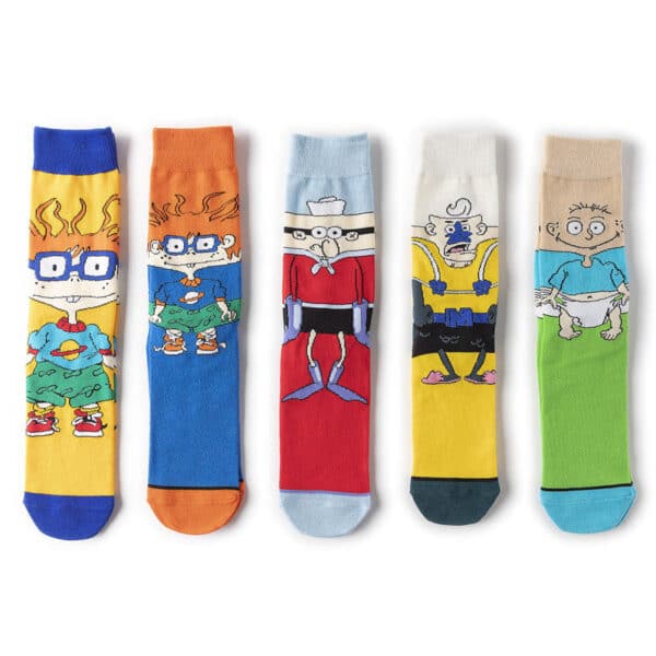 Medium Tube Personalized Animation Cartoon Comic Socks Male And Female Skateboard Cotton Socks-5Prs - Image 3