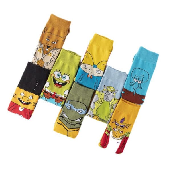 Male Cotton Animation Men'S Women'S Cartoon Socks Men'S Socks Medium Stockings Combed Cotton Socks-5Prs - Image 5