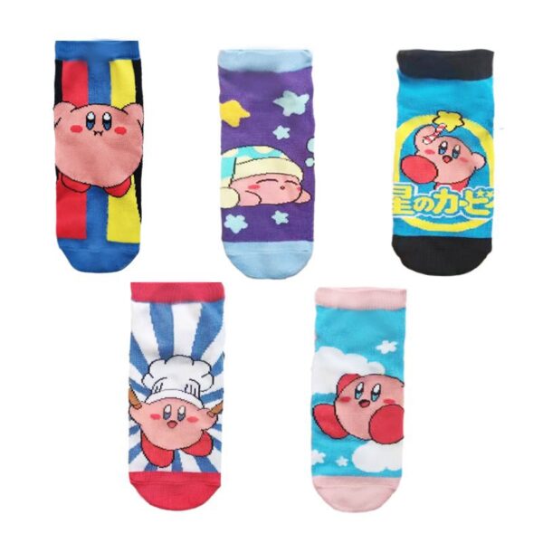 Female Wholesale Male Star Kirby Tide Socks Manufacturer Socks Cartoon Four Seasons Boat Socks Cute Cotton Short Socks-5Prs