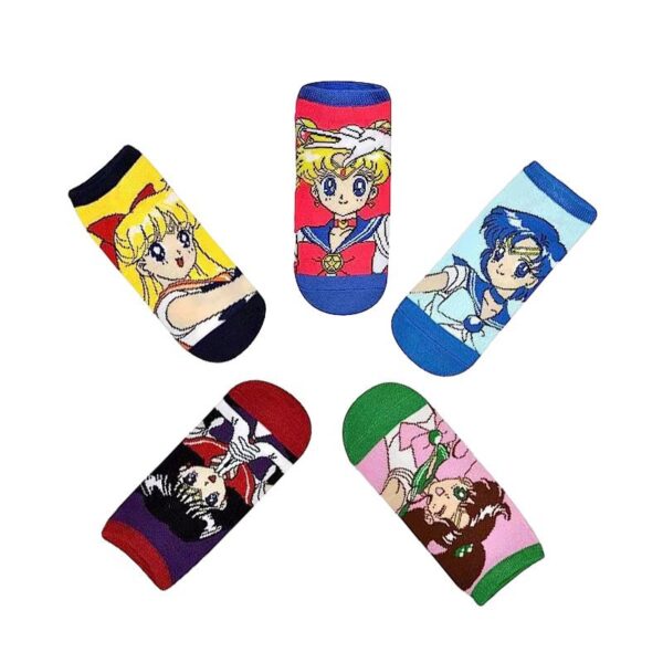 Four Seasons Sailor Moon Tide Socks Short Socks Cotton Cute Ladies Cotton Socks Boat Socks-5Prs - Image 2