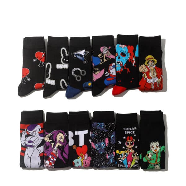 Men'S Wholesale Trendy Socks Female Animation Cartoon Cotton Socks Comic Male Medium Tube Pirate Socks-5Prs - Image 2