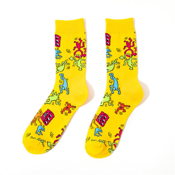 Male Medium Tube Personality Pattern Men'S Animation Women'S Wholesale Socks Long Tube Comic Film Socks-5Prs - Image 11