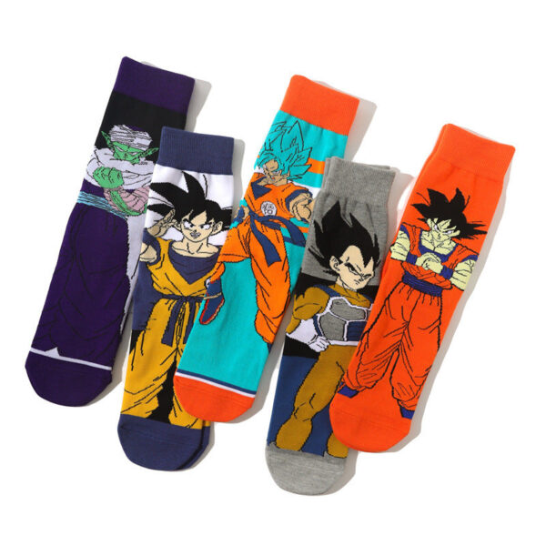 Men'S Dragon Ball Cotton Long Tube Tide Socks Four Seasons Medium Tube Women'S Animation Animation Men'S Socks-5Prs - Image 3