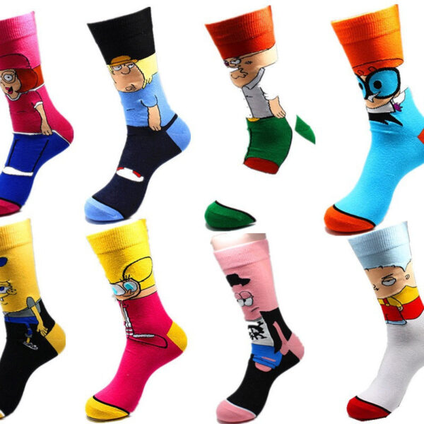 Men'S Cotton Cartoon Animation Cotton Wholesale Sports And Leisure Straight Medium Tube Tide Socks-5Prs - Image 5