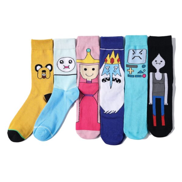 Cotton Men'S Large Size Four-Season Socks Casual Cartoon Trendy Socks Men'S Socks Women'S Ins Socks-5Prs - Image 3
