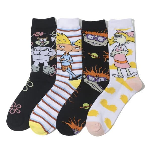 Male Personality Medium Tube Cotton Sponge Cartoon Crab Boss Female Cartoon Long Tube Animation Men'S Socks-5Prs - Image 5