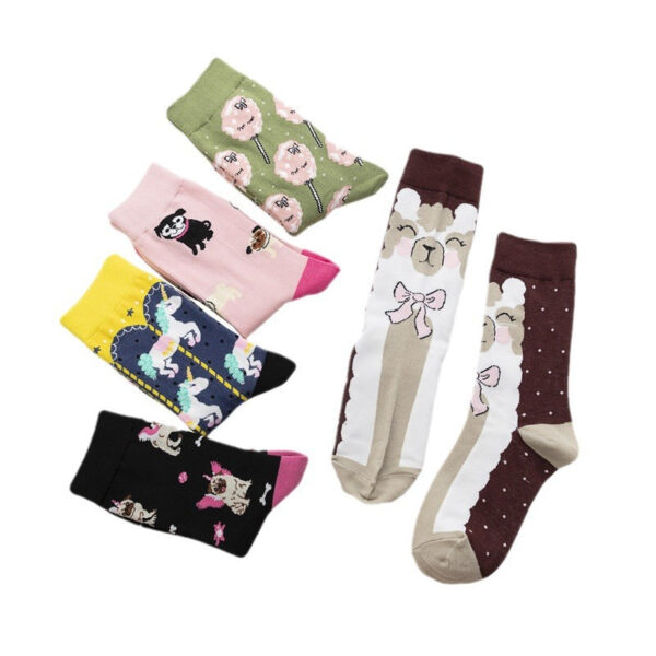 Women'S Socks Hip-Hop Trend Women'S Mid-Tube Cotton Socks Cartoon Personalized Socks Cute Man-5Prs - Image 5