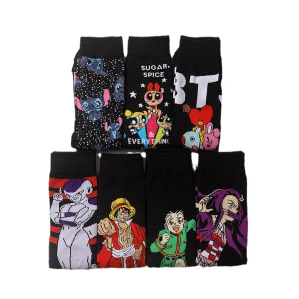 Men'S Wholesale Trendy Socks Female Animation Cartoon Cotton Socks Comic Male Medium Tube Pirate Socks-5Prs - Image 5