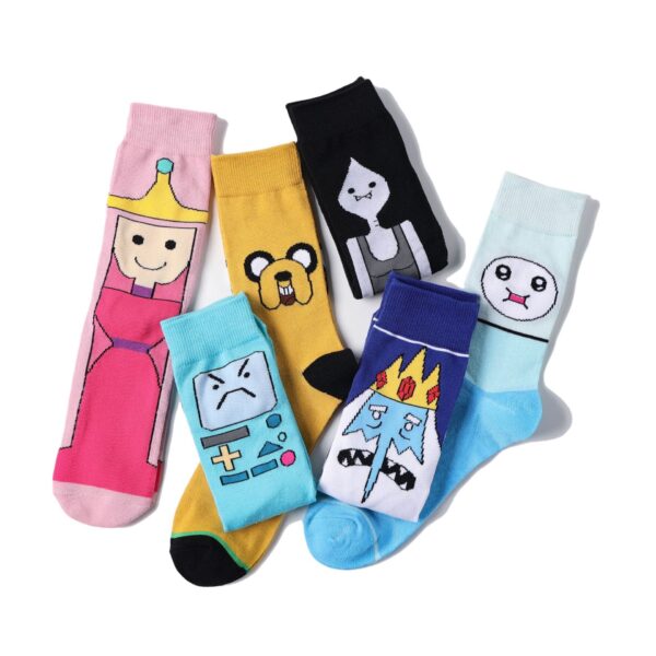 Cotton Men'S Large Size Four-Season Socks Casual Cartoon Trendy Socks Men'S Socks Women'S Ins Socks-5Prs - Image 2