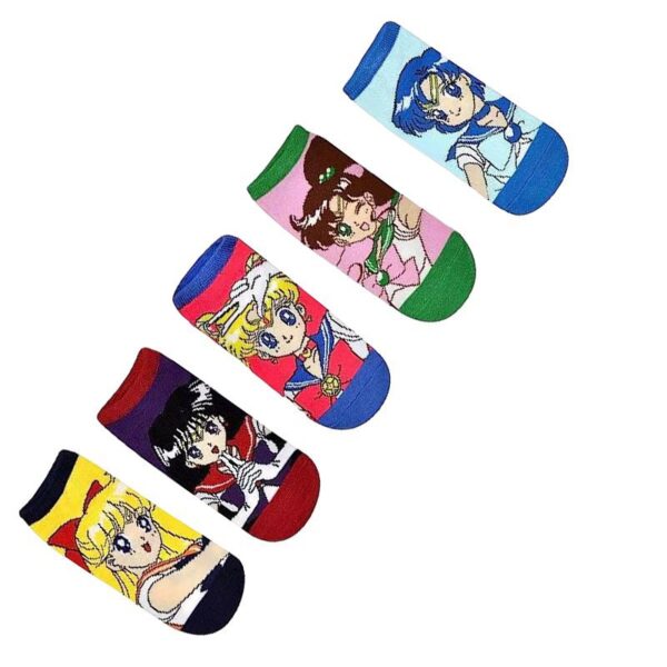 Four Seasons Sailor Moon Tide Socks Short Socks Cotton Cute Ladies Cotton Socks Boat Socks-5Prs - Image 3