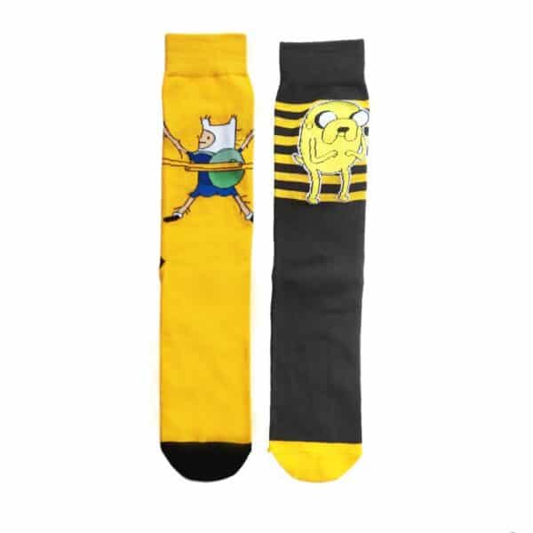 Cartoon Socks Striped Live Treasure Animation Cotton Medium Tube Socks Yellow Back School Bag Socks Comic Socks-5Prs