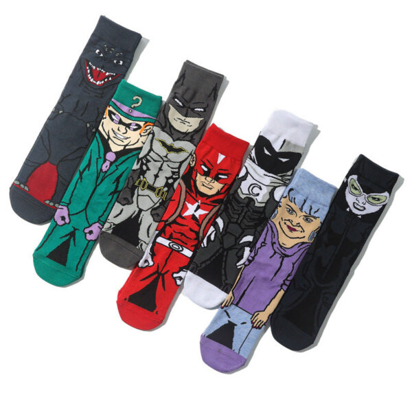Cotton Men'S Medium Tube Cartoon Sock Anime Women'S Movie Socks Daredevil Socks Long Tube Tide Socks-5Prs - Image 3