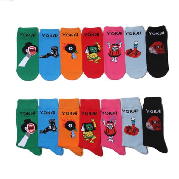 Male Japanese Monster Animation Socks Female Cotton Monster Story Sock Cartoon Personality Trend Boat Socks-5Prs - Image 4