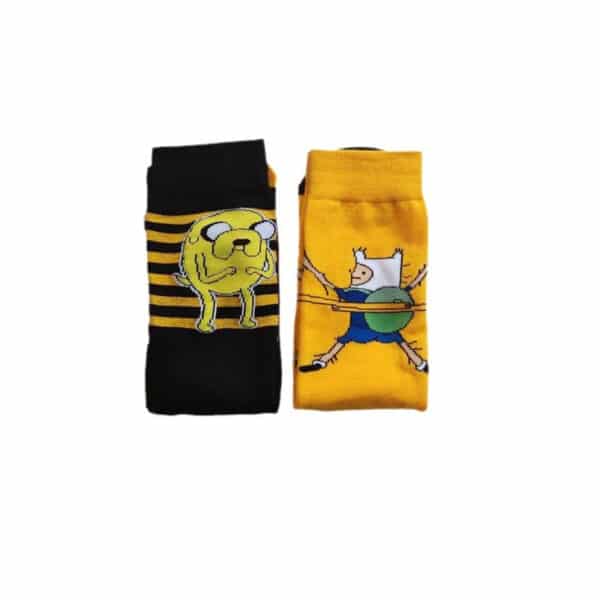 Cartoon Socks Striped Live Treasure Animation Cotton Medium Tube Socks Yellow Back School Bag Socks Comic Socks-5Prs - Image 5