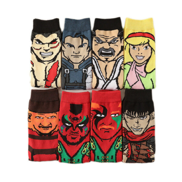 New Male Clown Medium Tube Cartoon Men'S Socks Female Animation Socks Personalized Trend Skateboard Socks-5Prs - Image 2