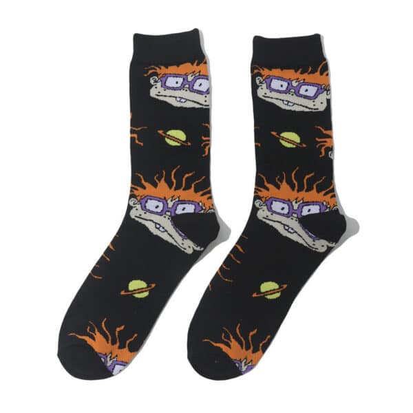 Male Personality Medium Tube Cotton Sponge Cartoon Crab Boss Female Cartoon Long Tube Animation Men'S Socks-5Prs - Image 8