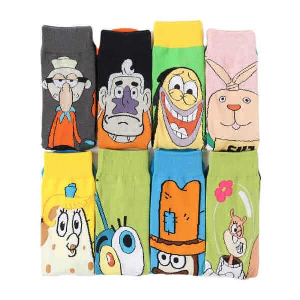 Tide Socks Cotton Cute Animation Socks Cartoon Men'S Flower Socks Medium Tube Socks Women'S Stockings-5Prs - Image 2