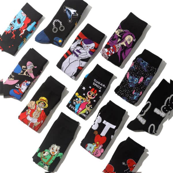 Men'S Wholesale Trendy Socks Female Animation Cartoon Cotton Socks Comic Male Medium Tube Pirate Socks-5Prs - Image 4