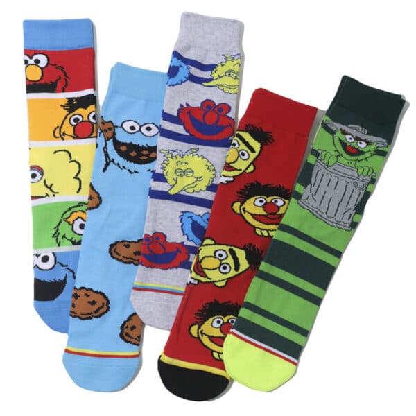 Wholesale Men'S Cartoon Socks Cotton Medium Tube Tide Socks Sesame Street Cute Women Ins Socks-5Prs - Image 2