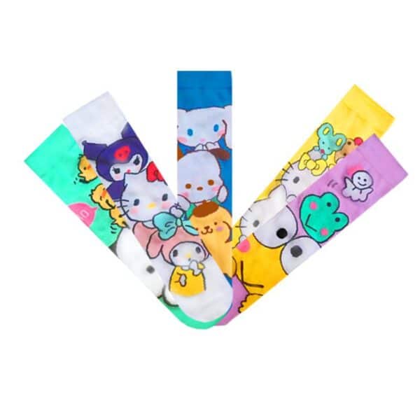 Women'S Four Seasons Women'S Cotton Animation Male Manufacturer Hello Kitty Ins Trendy Socks Men'S Socks-5Prs - Image 3