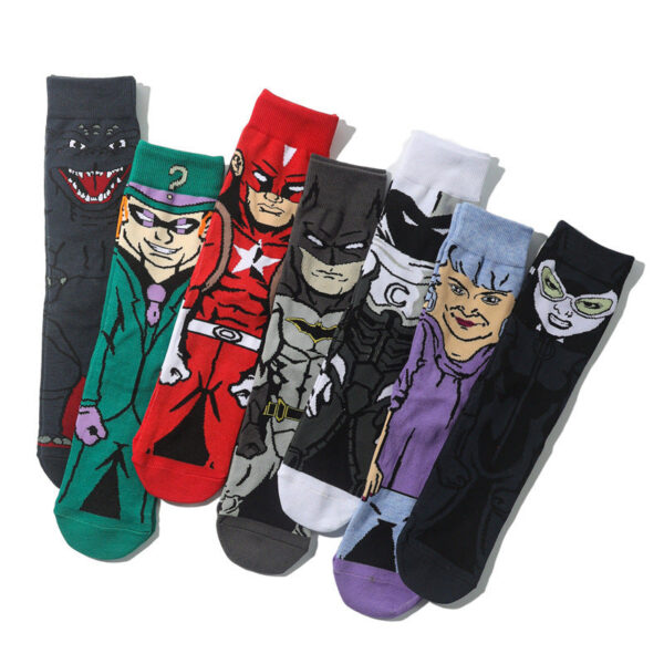 Cotton Men'S Medium Tube Cartoon Sock Anime Women'S Movie Socks Daredevil Socks Long Tube Tide Socks-5Prs - Image 2