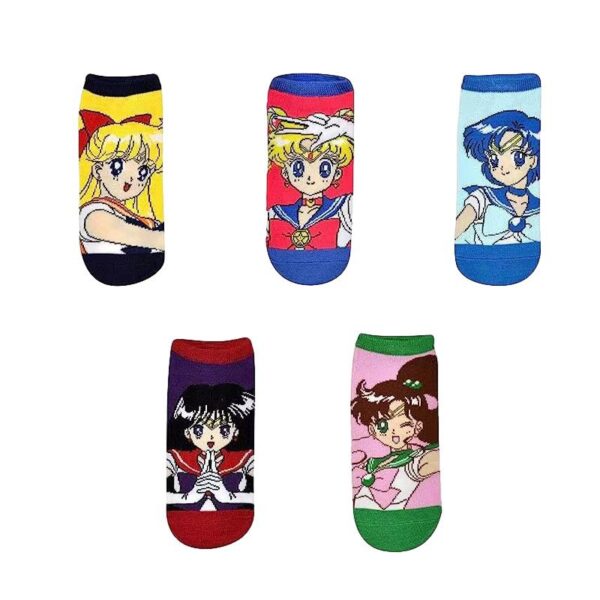 Four Seasons Sailor Moon Tide Socks Short Socks Cotton Cute Ladies Cotton Socks Boat Socks-5Prs - Image 4