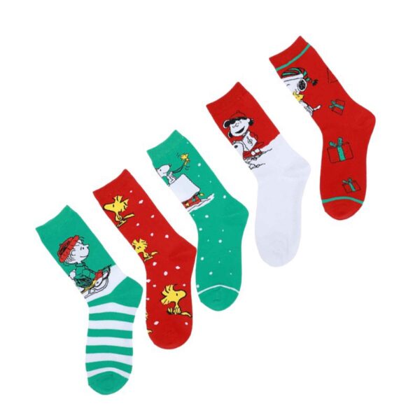 Cotton Christmas Anime Trendy Socks Men'S Socks Snoopy Women'S Mid-Tube Cotton Sleigh Gift Socks-5Prs - Image 3