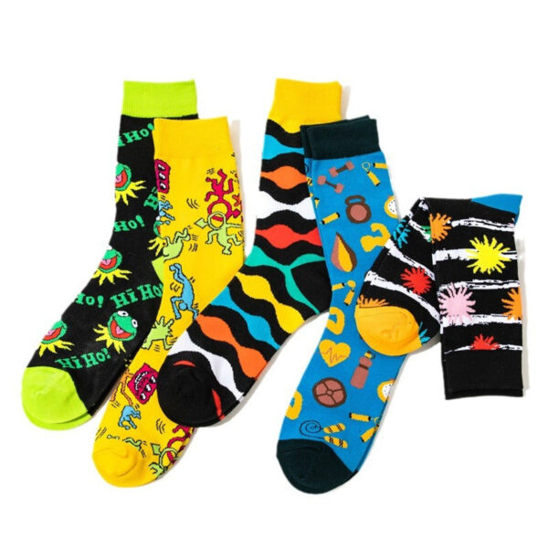Male Medium Tube Personality Pattern Men'S Animation Women'S Wholesale Socks Long Tube Comic Film Socks-5Prs - Image 5