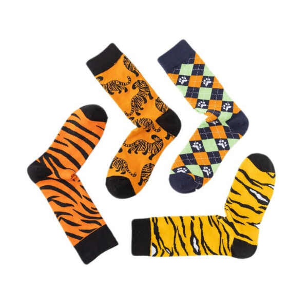 Casual Four-Season Socks Men'S Tiger Cartoon Socks Cotton Tube Socks Women'S Leopard Print Animal Socks-5Prs - Image 5