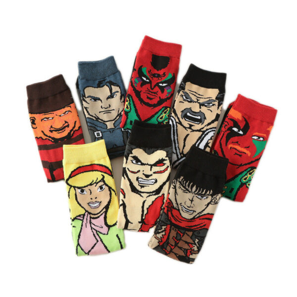 New Male Clown Medium Tube Cartoon Men'S Socks Female Animation Socks Personalized Trend Skateboard Socks-5Prs - Image 3