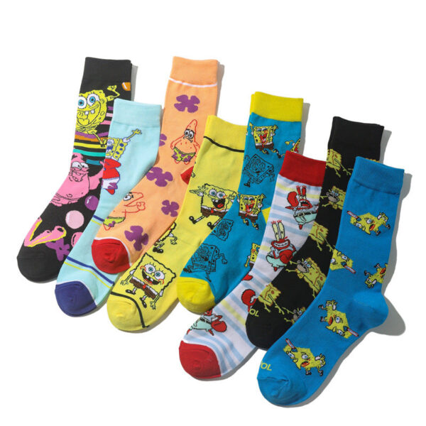 Men'S Spongebob Squarepants Women'S Medium Tube Cartoon Men'S Socks Anime Men'S Movie Women'S Personality Socks-5Prs - Image 2