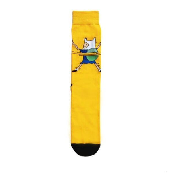 Cartoon Socks Striped Live Treasure Animation Cotton Medium Tube Socks Yellow Back School Bag Socks Comic Socks-5Prs - Image 7