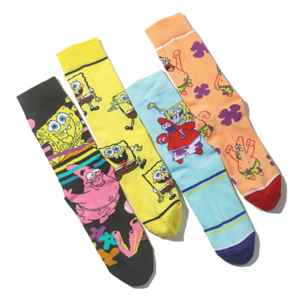 Men'S Spongebob Squarepants Women'S Medium Tube Cartoon Men'S Socks Anime Men'S Movie Women'S Personality Socks-5Prs - Image 5