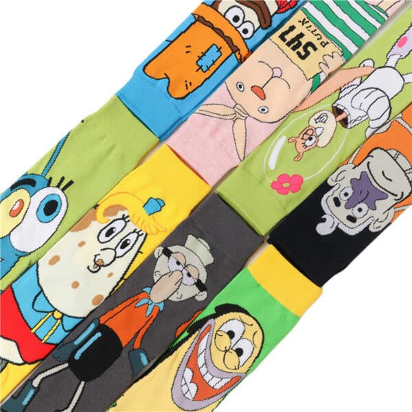 Tide Socks Cotton Cute Animation Socks Cartoon Men'S Flower Socks Medium Tube Socks Women'S Stockings-5Prs - Image 3