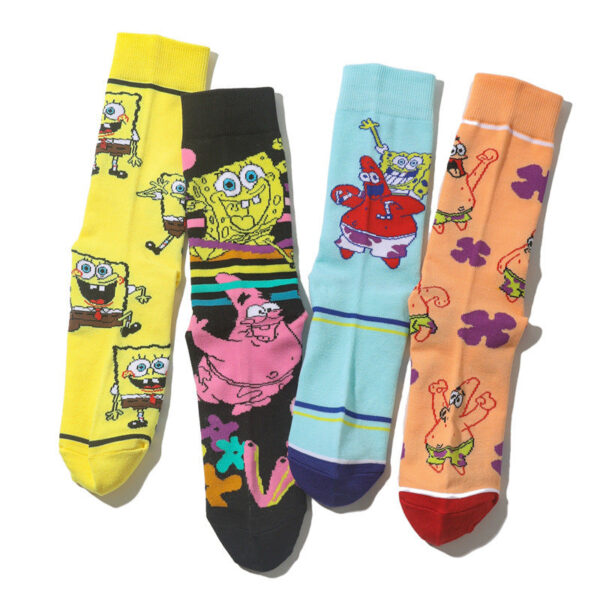 Men'S Spongebob Squarepants Women'S Medium Tube Cartoon Men'S Socks Anime Men'S Movie Women'S Personality Socks-5Prs - Image 4